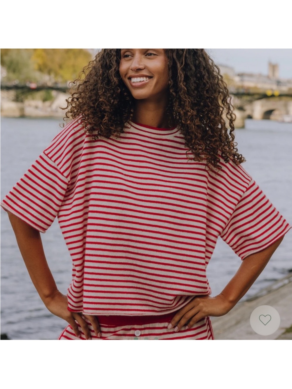 Daily Drills Red and Cream Striped Short-Sleeve Knit Top